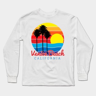 Venice Beach California Summer Tropical Sunset Long Sleeve T-Shirt